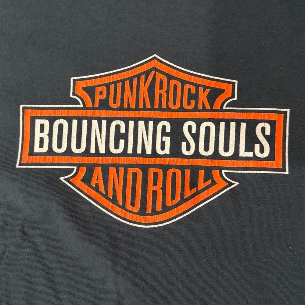 Y2K Vintage Anvil Black & Orange Punk Rock Tee Bouncing Souls Harley Style Logo - Picture 2 of 4
